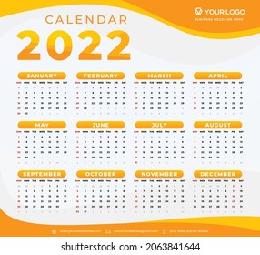 2022 wall calendar template design with minimalist and modern layout multipurpose new year planer   