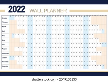 2022 Wall Planner - Year Planner - Generic