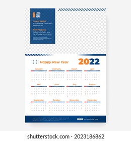 2022 white poster calendar template with frame