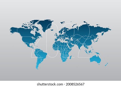 Símbolo de infografía mundial 2022. Signo vectorial de ilustración internacional. Gradiente azul elemento global para negocios, presentación, ejemplo, diseño web, medios, noticias, blog, informe