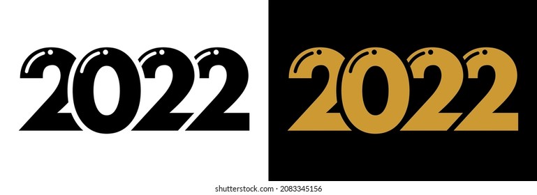 2022 writing numbers on transparent and black background. Vector