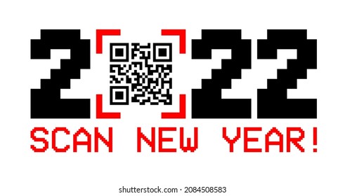 2022 writing numbers with QR code  on transparent  background. Vector