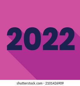 2022 written on a pink background whit shadows, minimalist concept color block.