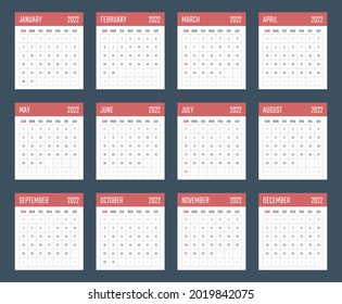 2022 year calendar, calendar design for 2022 starts sunday