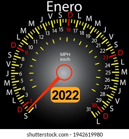 2022 año calendario acelerado coche en español enero.