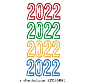 2022 year celebration. Banner with the year in different colors on a white background for special dates