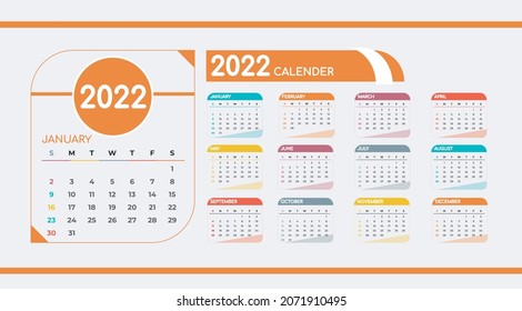 2022 year colorful calendar drawing
