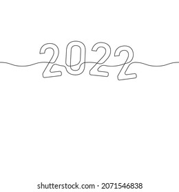 2022 Year Digits And Wavy Line Single Line Drawing, Continuous One Line Drawing Of 2022 Drowning Half In Water Abstract Vector Illustration, Graphic Design Rising Sea Level And Global Warming Concept