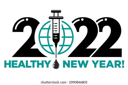 2022 is the year of global covid-19 vaccination and victory over coronavirus. Vector template for invitation, flyer, poster, greeting card.