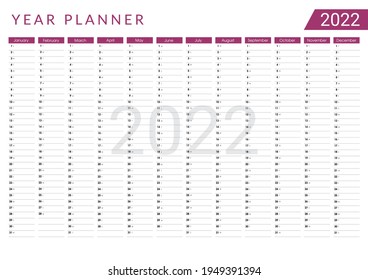 2022 Year Planner Orchind Flower Trendy Stock Vector (Royalty Free ...