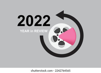 2022 Year in review.  Movies Review Creative modern new stylish logo design concept.