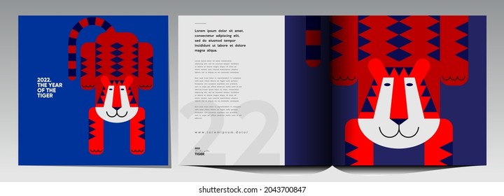2022. Year of the tiger. Happy Chinese new year. Vector illustration. Holiday background for a poster, banner, postcard, cover.
