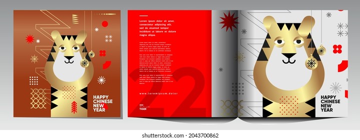 2022. Year of the tiger. Happy Chinese new year. Vector illustration. Holiday background for a poster, banner, postcard, cover.