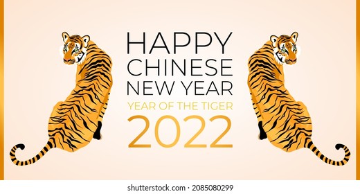 2022 Year of the tiger. Happy Chinese New Year poster banner design. Vector illustration
