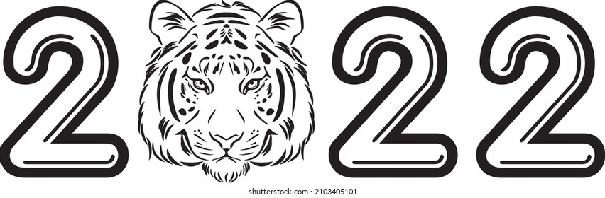 2022 is the year of the tiger. Sign for design. Vector