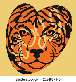 2022 year of the tiger sign, symbol, postcard
