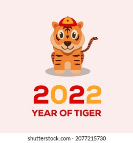 2022 año de diseño simple tigre. feliz año nuevo chino con ilustración vectorial de diseño tigre shio