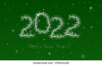 Jahr 2022 Zweitausendzweiundzwanzig. Zahlen aus weißem Tinkel. Neujahrsbanner. Kalenderabdeckung. Vorlage.