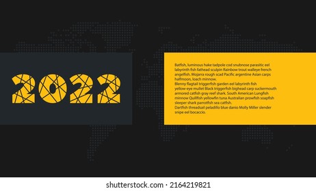 2022 year vector icon. World map background. Element for business, web design, landing page, infographic, text, sample, background