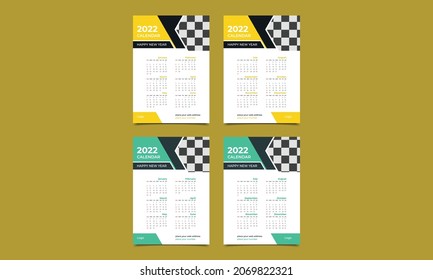 2022 yearly calendar design template. Editable 2022 wall calendar design with nice background. vector illustration..eps