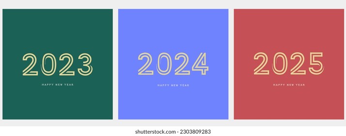 2023, 2024, 2025 logo concept for calendar, poster, flyer, banner.