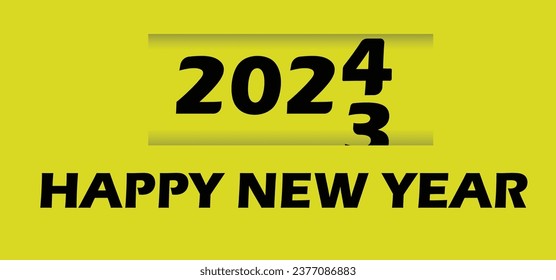 From 2023 to 2024. Merry Christmas and Happy New Year, yellow background.2024 new year idea concept.