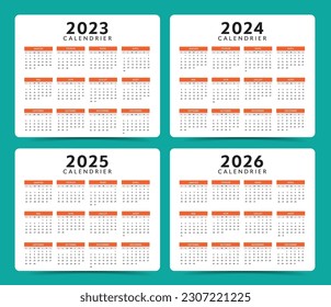 2023 to 2026 french calendar layout vector