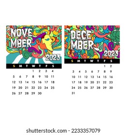 2023 diseño de plantilla de calendario abstracto, ilustración abstracta para calendario