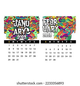 2023 abstract calendar template, abstract calendar illustration