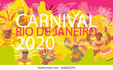 2023 Abstract Rio Brazilian Carnival music dance festival night party Happy People Samba dancer parade Sambadrome, New Orleans Mardi Gras, notting hill, Venezia costume exotic tropical vector brochure