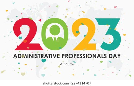 2023 Administrative Professionals Day. secretaries, administrative, executive, personal assistants day concept banner, card, template with love dot halftone in white background. observed on April 26