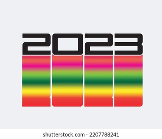 2023 Art Font With Rainbow Gradient Effect.