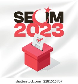 Türkiye Seçimleri 2023 ballot box and voting. Translation: Election 2023