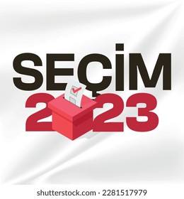 Türkiye Seçimleri 2023 ballot box and voting. Translation: Election 2023