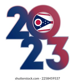 2023 Banner mit Ohio Staatsflagge innen. Vektorgrafik.