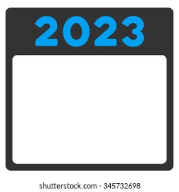2023 Binder vector icon. Style is bicolor flat symbol, blue and gray colors, rounded angles, white background.