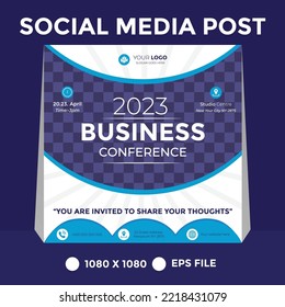 2023 business conference live webinar social media post banner template Vector