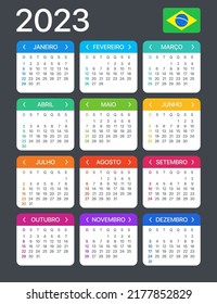 2023 calendar - Brazilian version - Vector Template