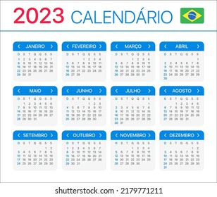 2023 calendar - Brazilian version - Vector Template