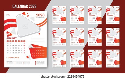  Plantilla de diseño creativo del calendario 2023