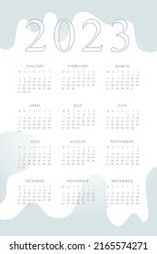 2023 calendar with delicate minimalist design pastel color palette