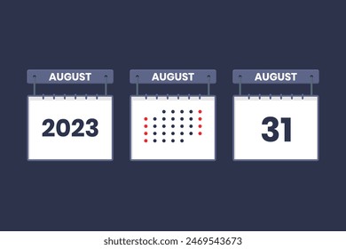 2023 calendar design August 31 icon. 31st August calendar schedule, appointment, important date concept.