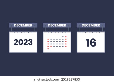 Ícone de 16 de dezembro de 2023. 16 de dezembro calendário, compromisso, conceito de data importante.