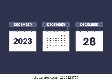 Icono del 28 de diciembre de 2023. Calendario del 28 de diciembre, cita, concepto de fecha importante.