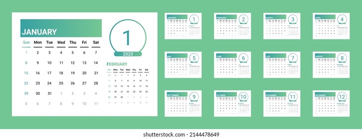 2023 Calendar Design 2023 Desk Calendar Stock Vector (Royalty Free