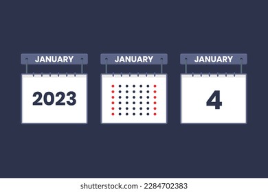 2023 calendar design January 4 icon. 4th January calendar schedule, appointment, important date concept.