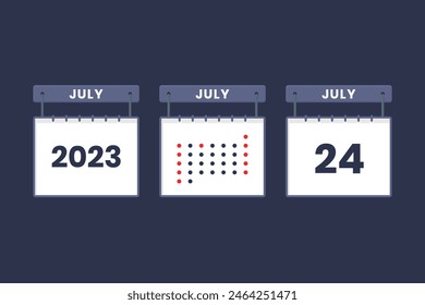 2023 calendar design July 24 icon. 24th July calendar schedule, appointment, important date concept.