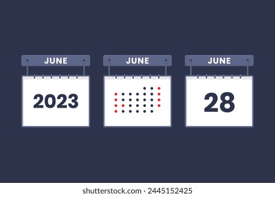 Icono del 28 de junio de 2023. 28 de junio calendario, cita, fecha importante concepto.