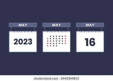 2023 calendar design May 16 icon. 16th May calendar schedule, appointment, important date concept.