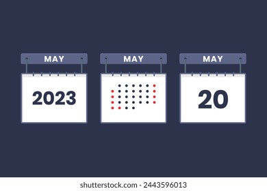 2023 calendar design May 20 icon. 20th May calendar schedule, appointment, important date concept.